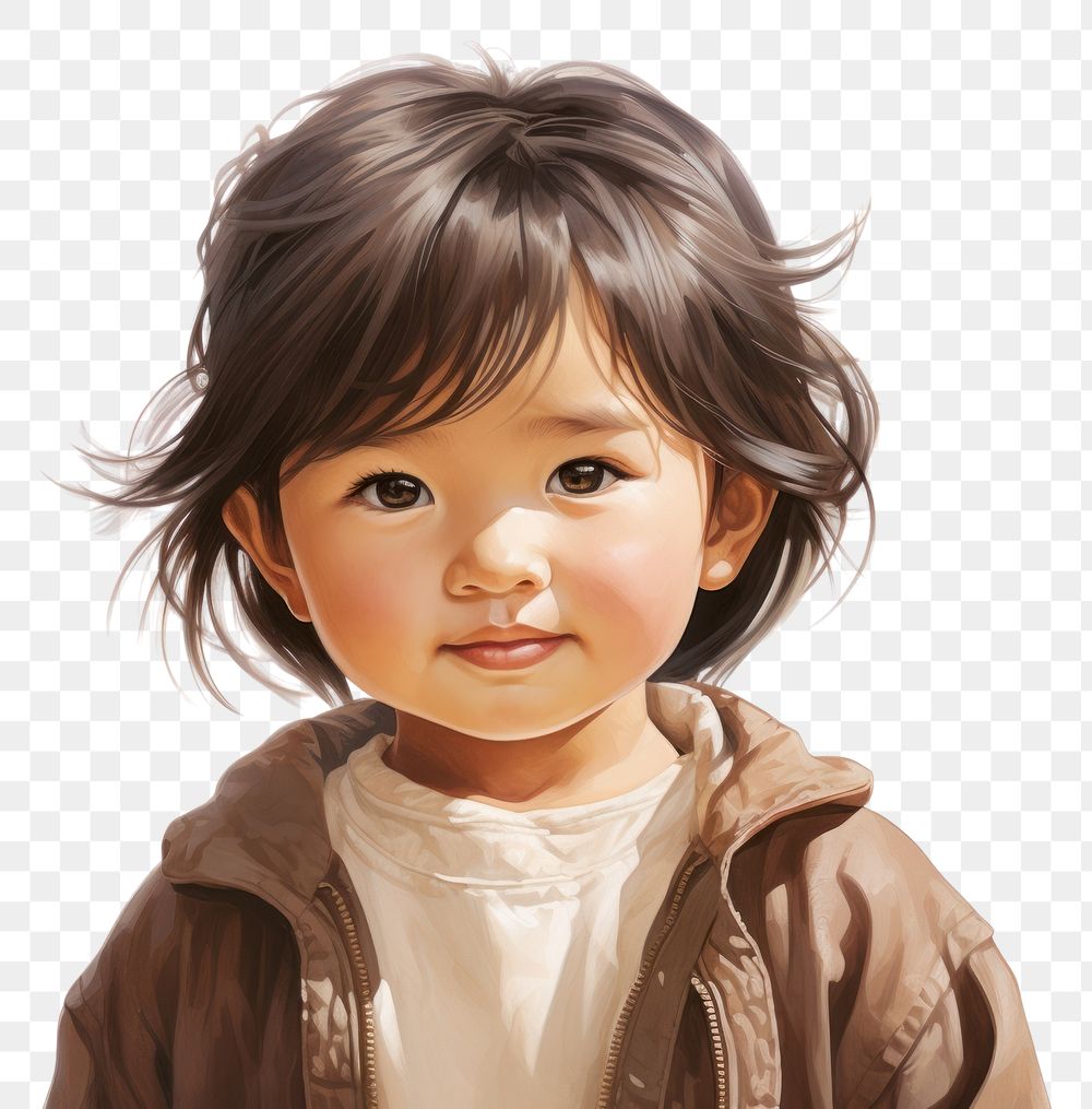 PNG American-Asian child portrait baby white background.