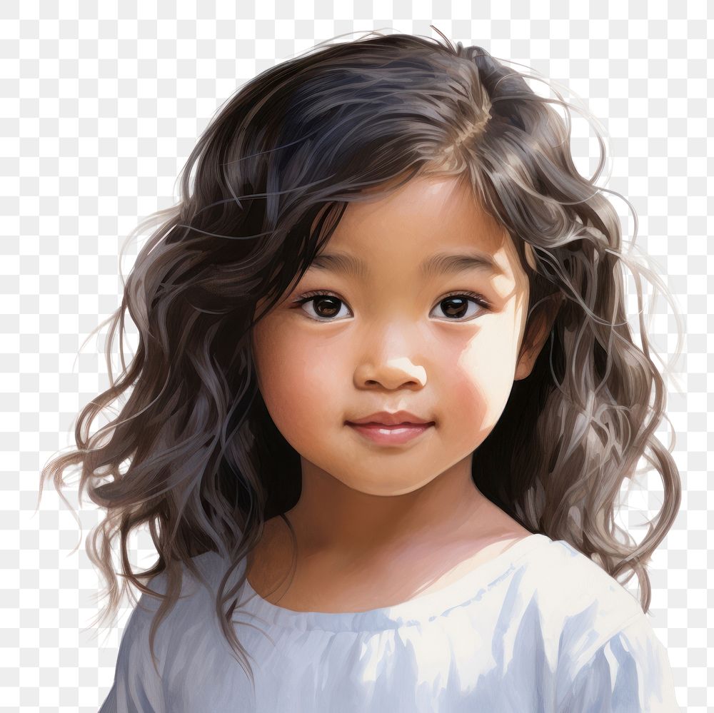 PNG American-Asian child portrait white background photography.
