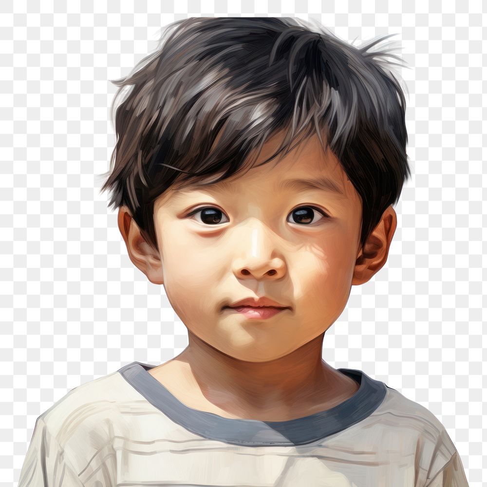 PNG American-Asian child portrait white background photography.