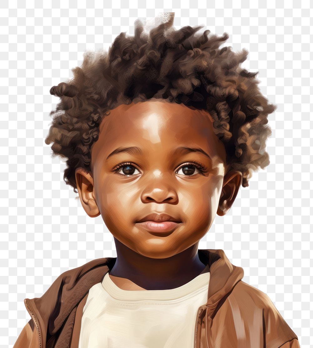 PNG African descent child portrait white background photography.