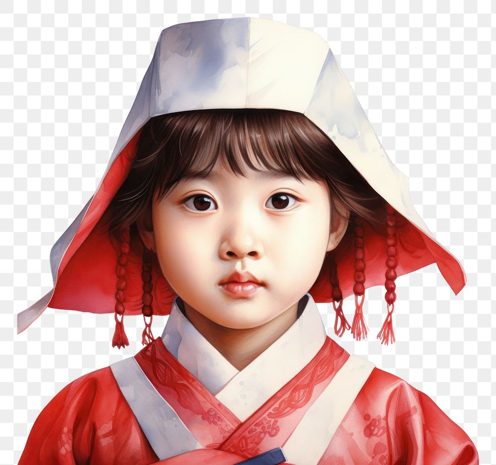 PNG Korean child baby white background innocence.