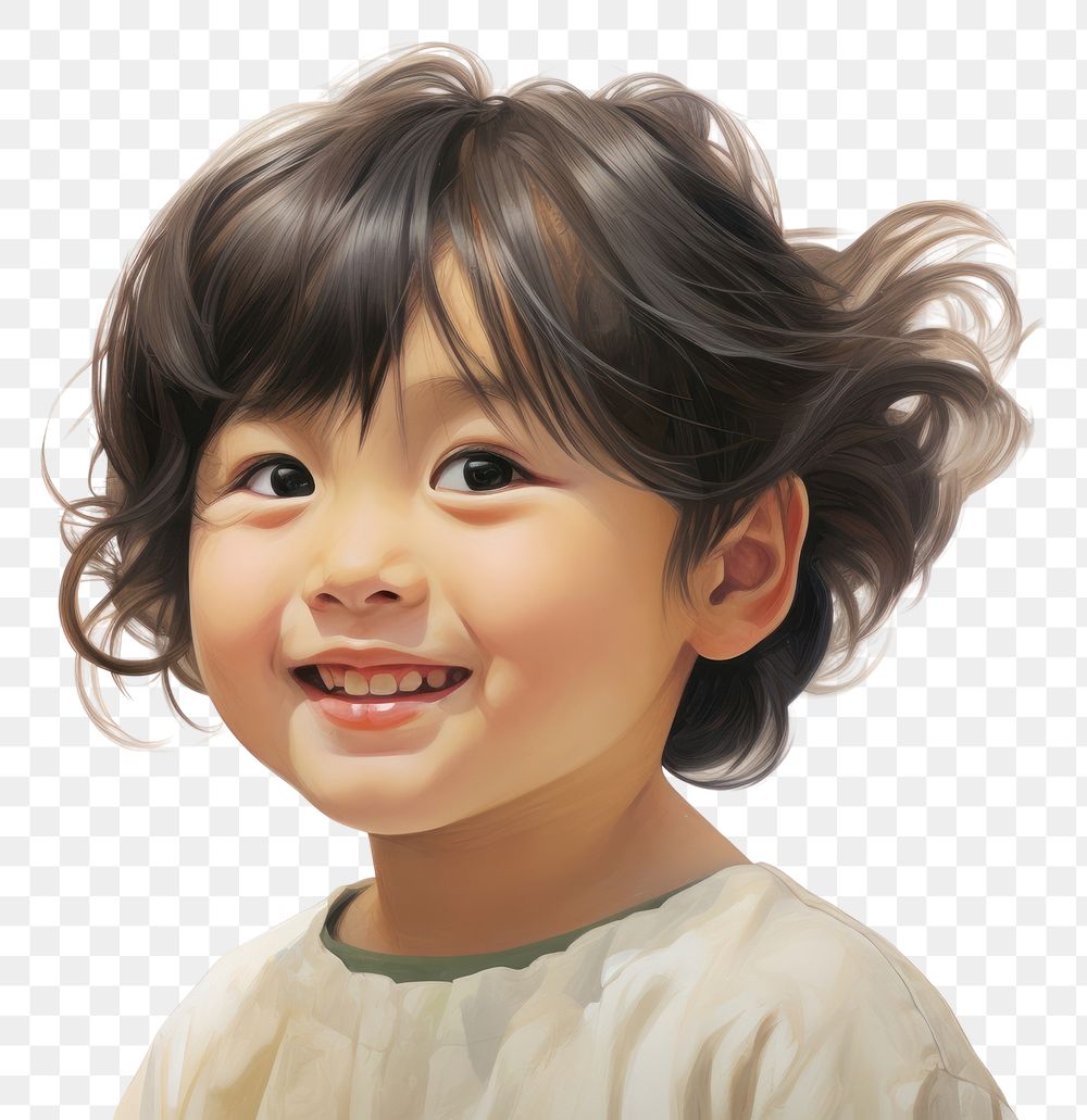 PNG Japanese child portrait smile baby.