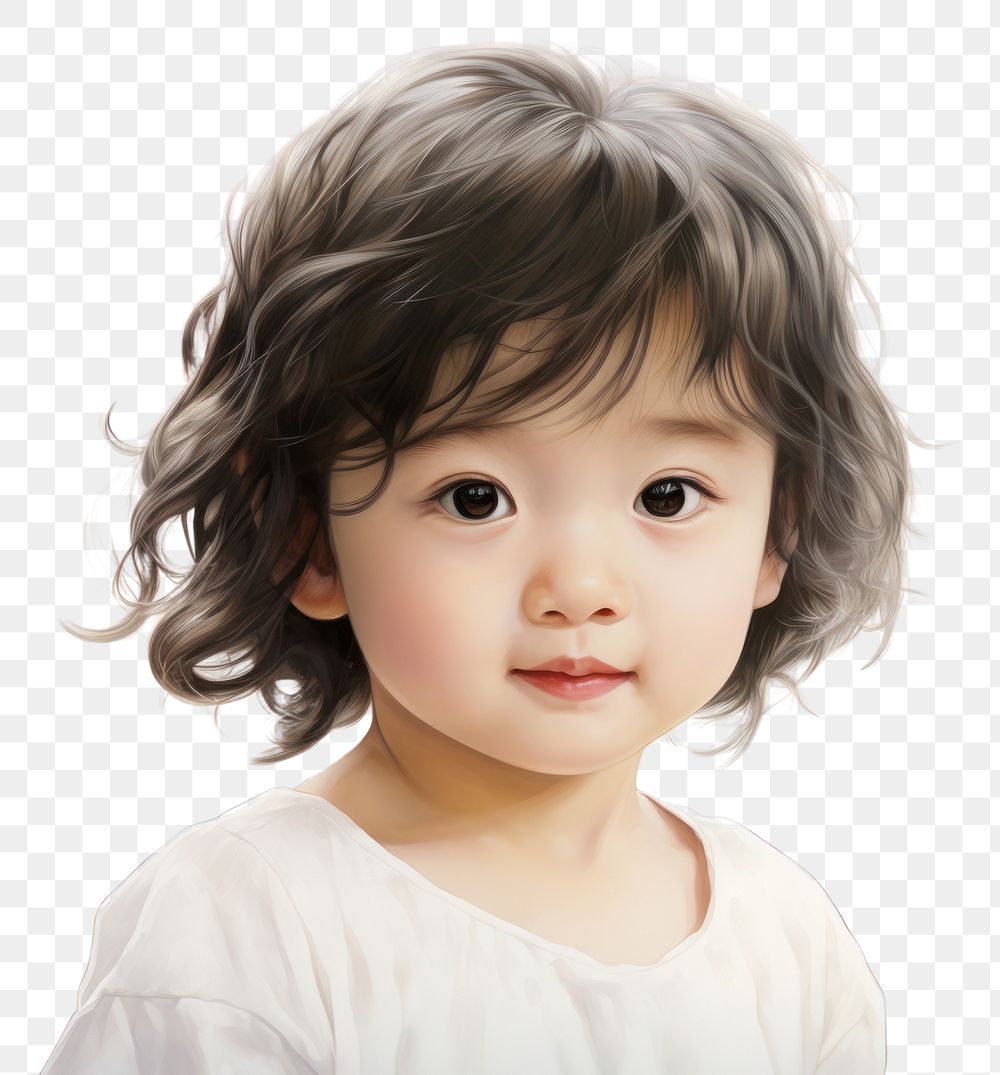 PNG Japanese child portrait baby white background.