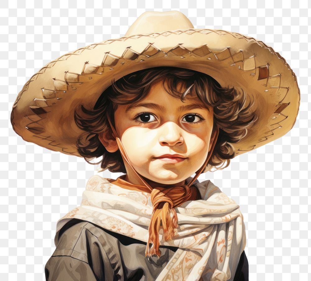 PNG Mexican child portrait white background representation.