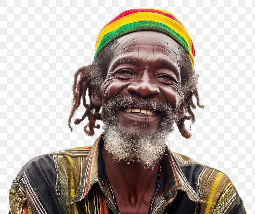 PNG Jamaica reggae man smiling adult smile accessories.