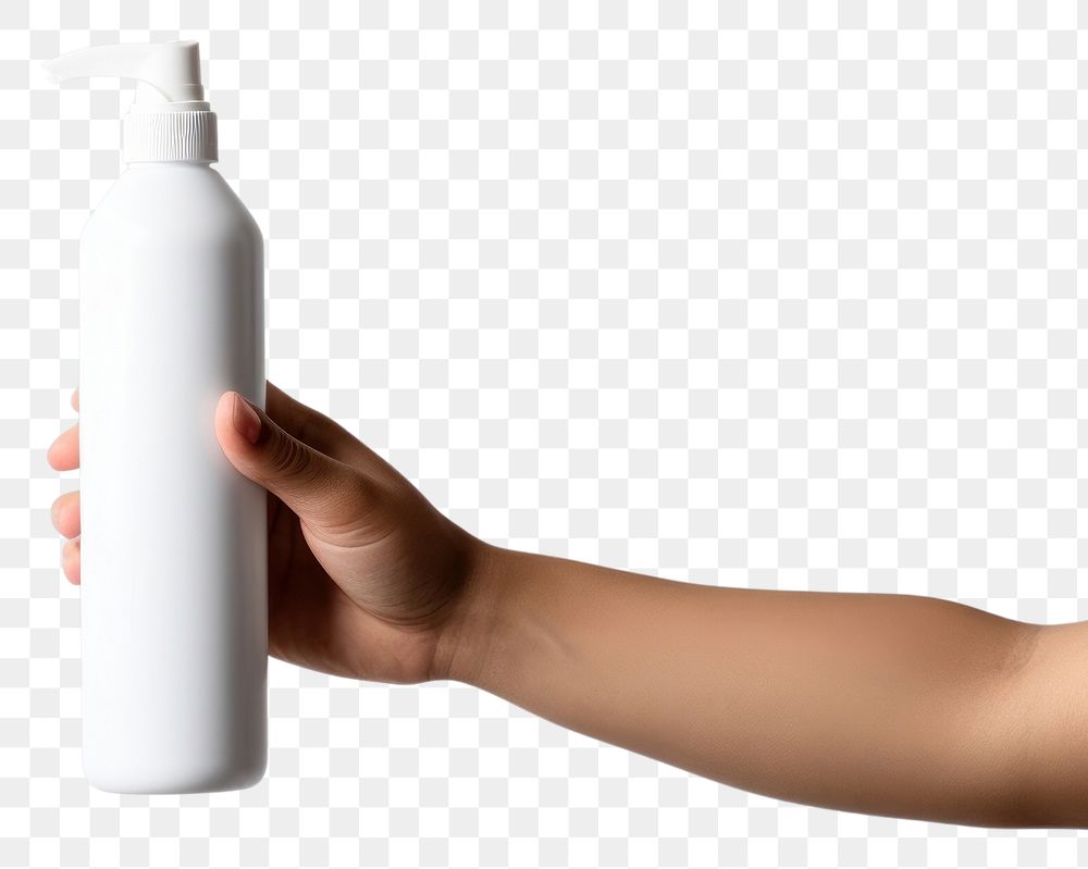PNG Bottle holding lotion shaker.