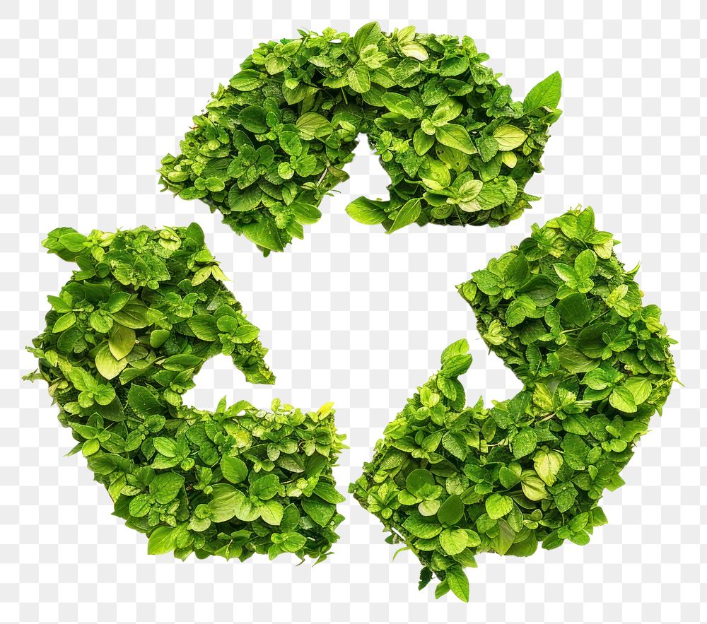 PNG Silhouette of a recycling icon made of green Plant plant leaf freshness.