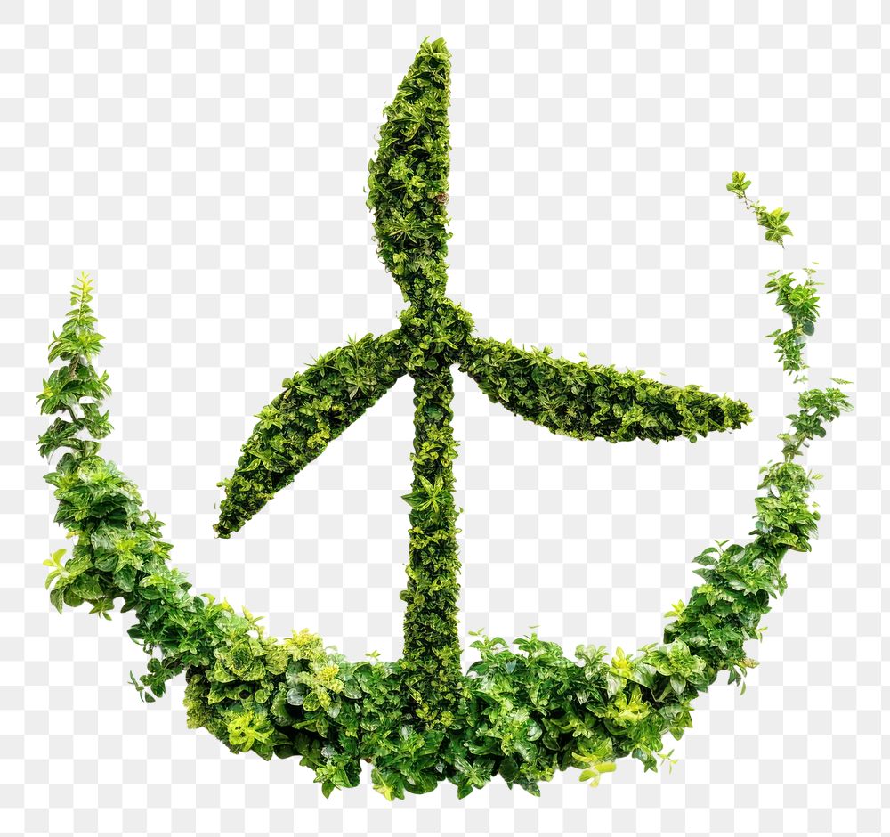 PNG Silhouette of a wind turbines made of Plant plant symbol leaf.