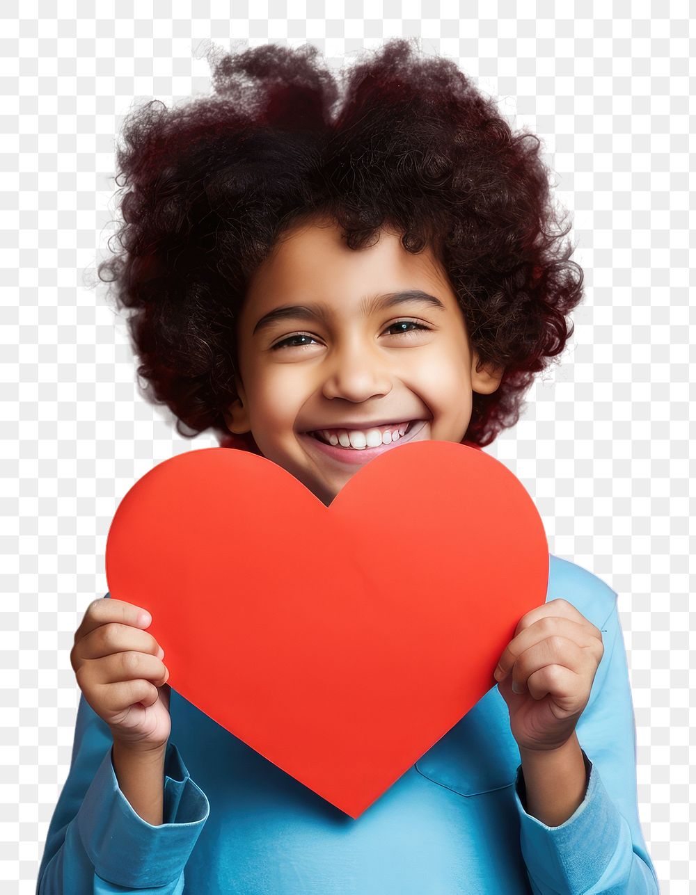 PNG Indian kid holding a paper heart love happiness enjoyment.