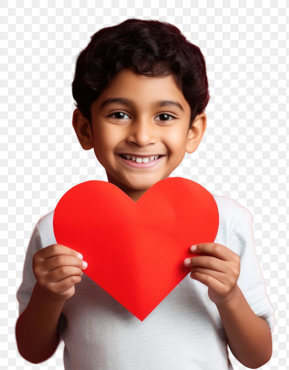 PNG Indian kid holding a paper heart sports child love.