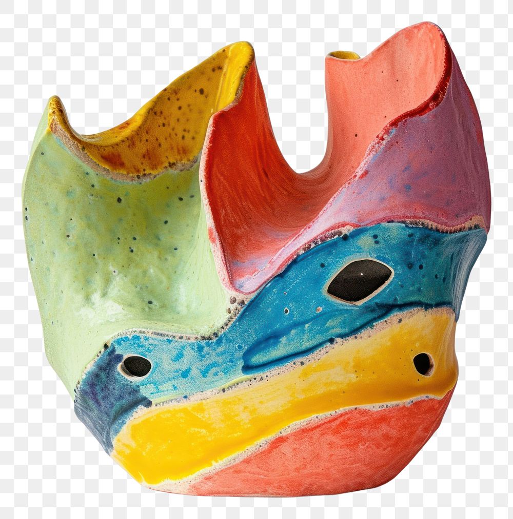 PNG One piece of colorful ceramic art made by kid vase creativity sculpture.