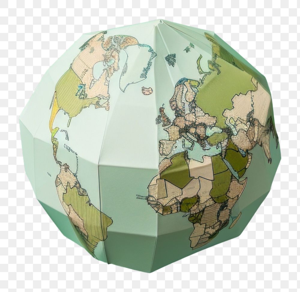 PNG Art topography origami sphere.