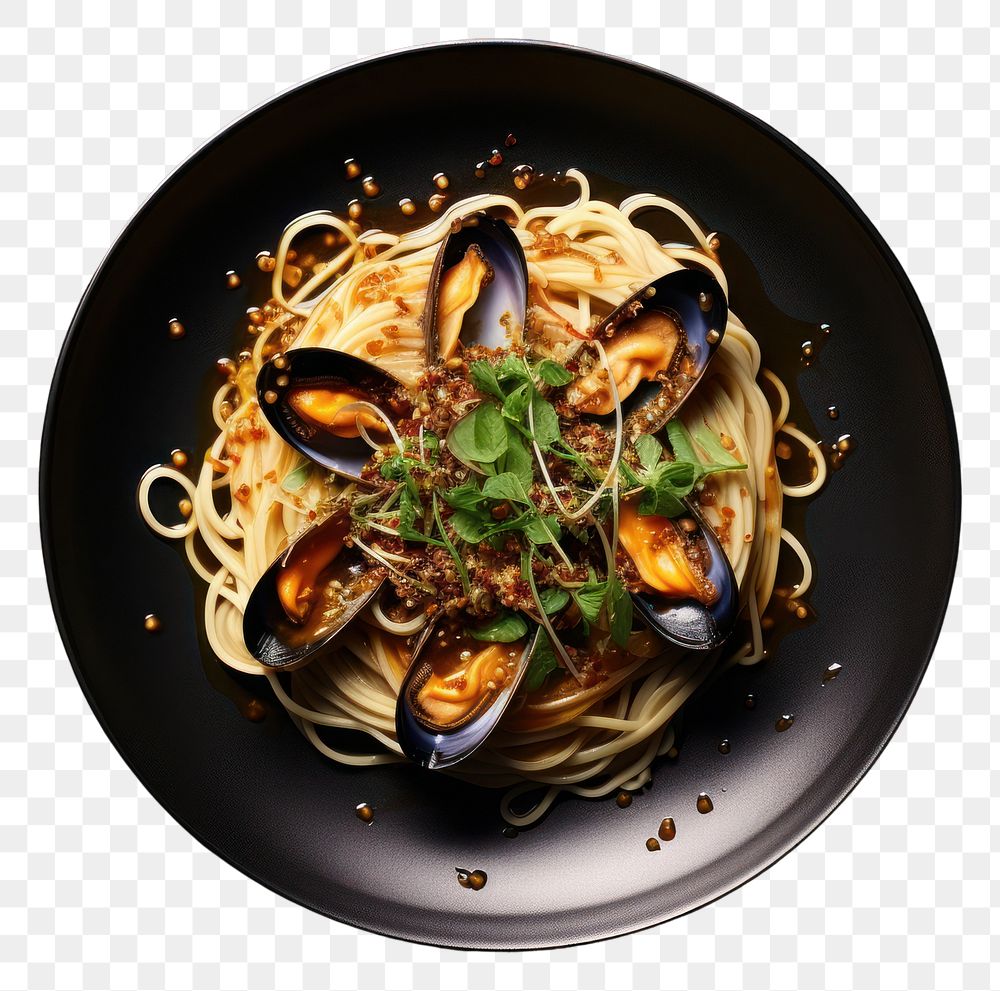 PNG Spaghetti seafood pasta plate
