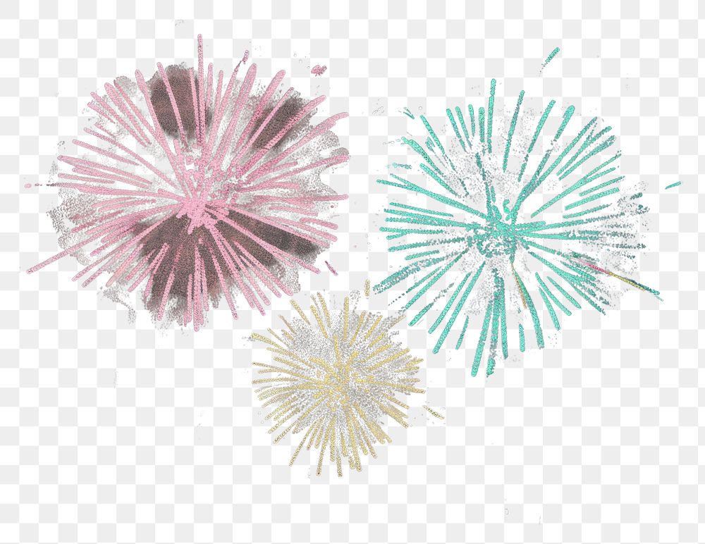 PNG Cute fireworks illustration.