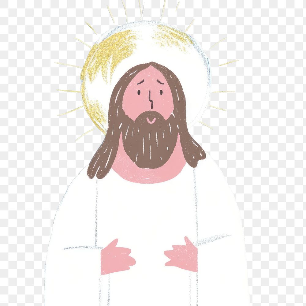 PNG Cute jesus illustration illustrated outdoors clothing.