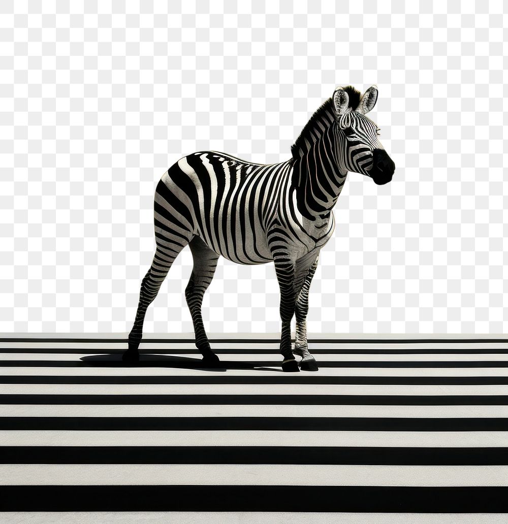 PNG A zebra walks over the crosswalk wildlife animal mammal. AI generated Image by rawpixel.