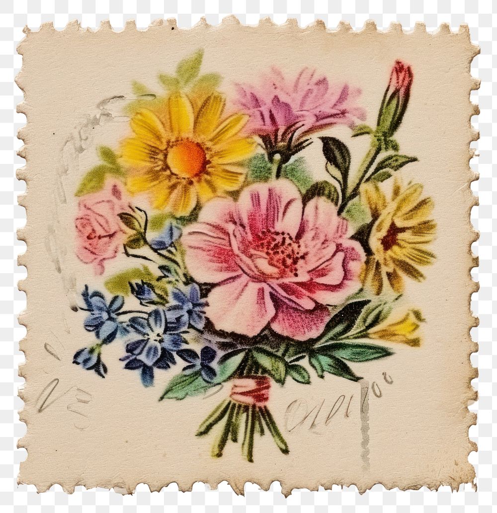 PNG Embroidery painting pattern flower.