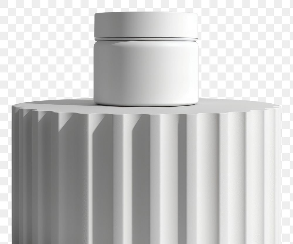 PNG  Cosmetic jar mockup white monochrome porcelain.