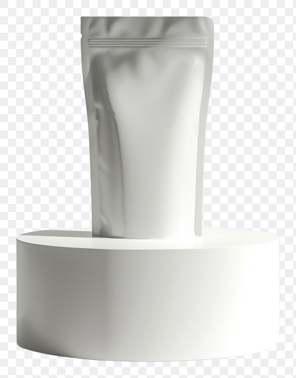 PNG  Pouch packaging mockup white vase monochrome.