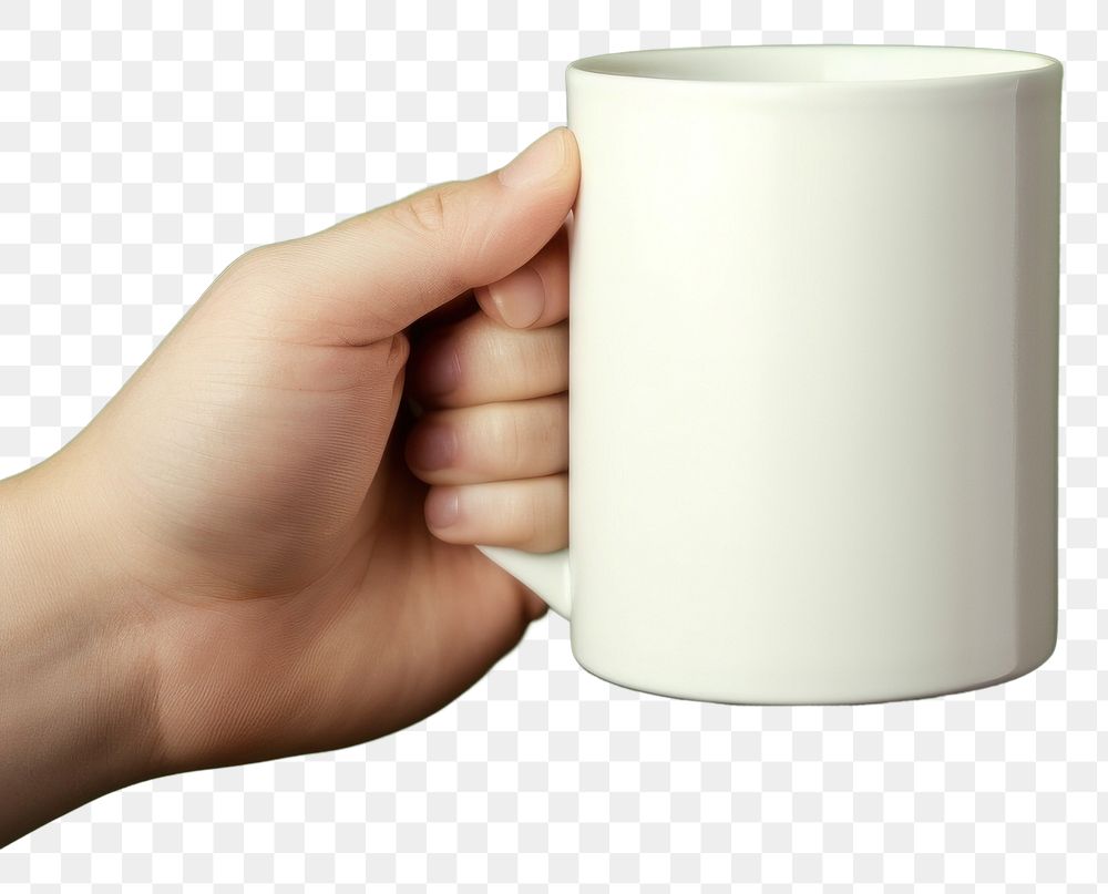 PNG Coffee cup mockup holding green hand.