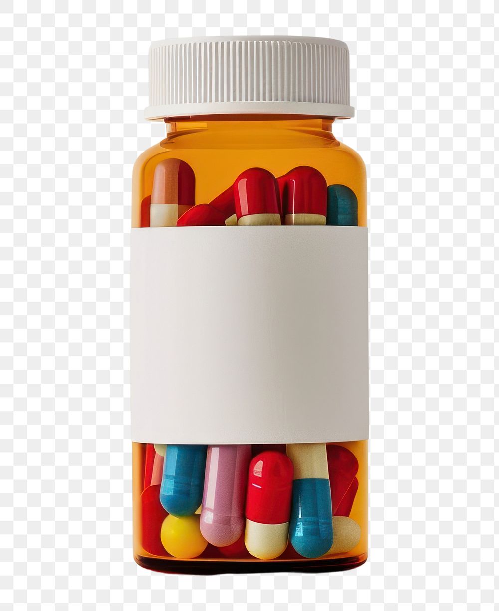 PNG Capsule pill medication container.