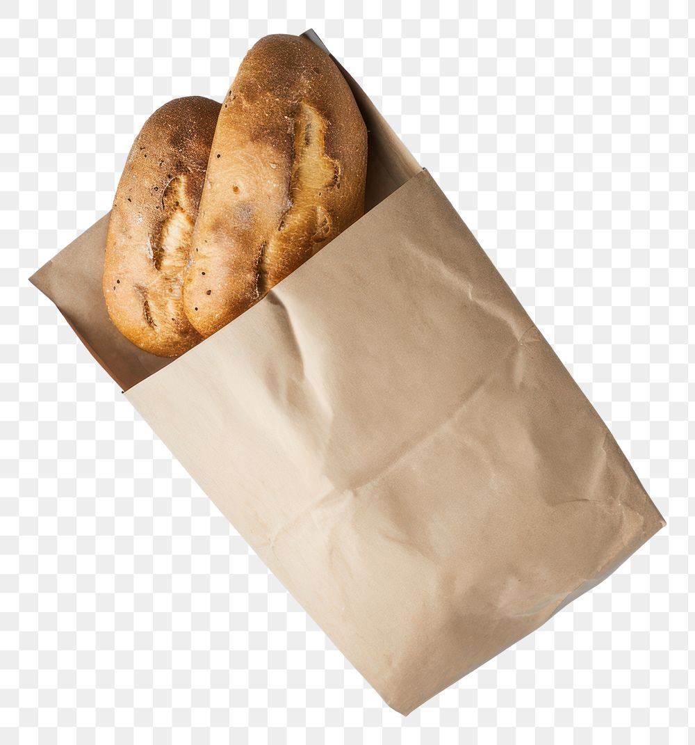 PNG  Bakery packaging mockup bread food white background.