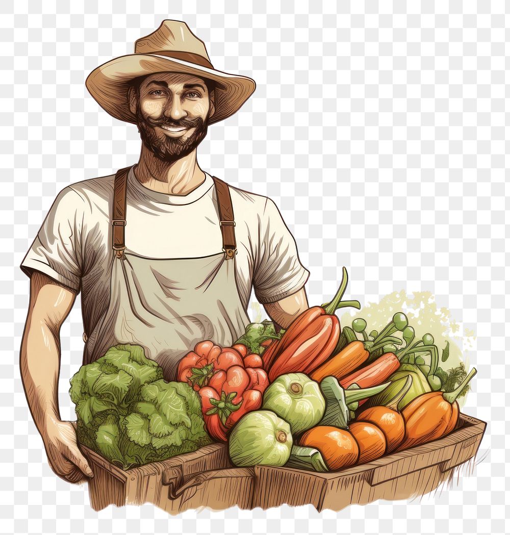 PNG  Farmer holding vegetables portrait outdoors organic.