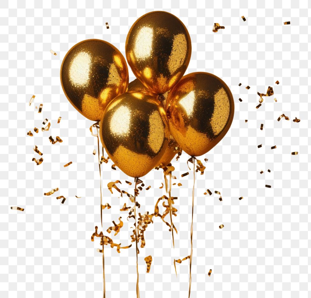 PNG Photo of a foil balloons confetti gold celebration.