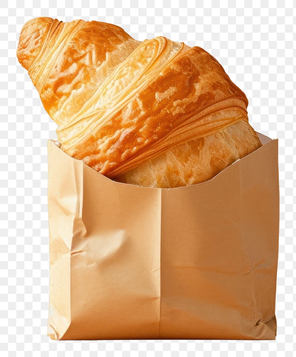 PNG  Croissant in packaging mockup bread food viennoiserie.
