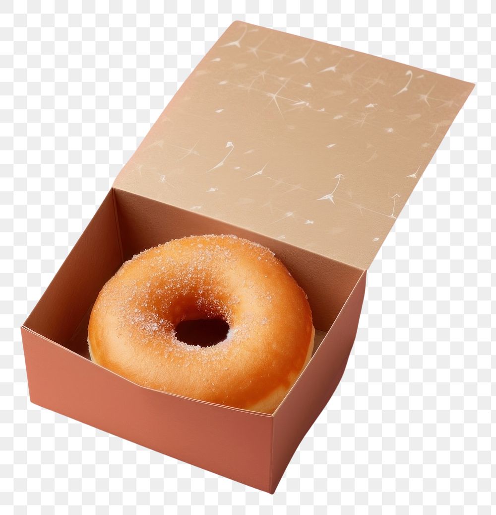 PNG  Donut in box packaging mockup bagel food confectionery.