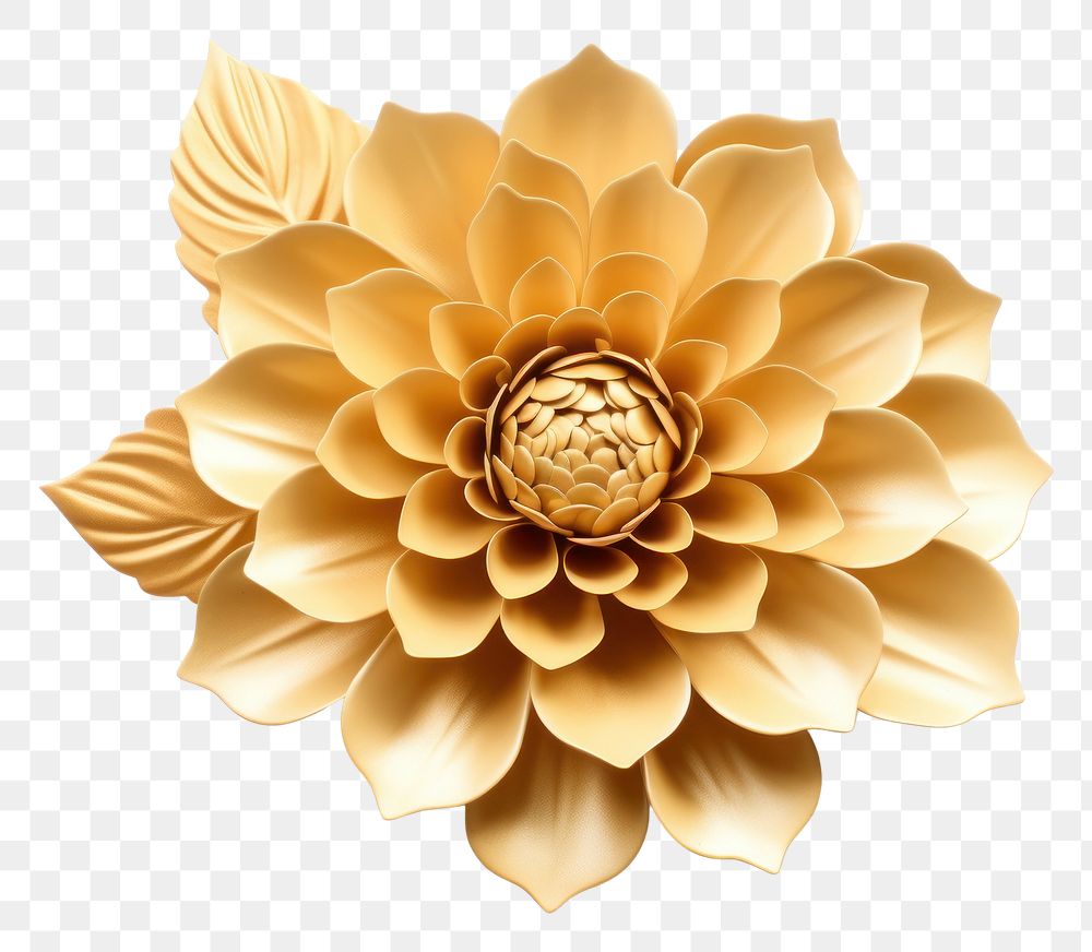 PNG Dahlia flower gold brooch.