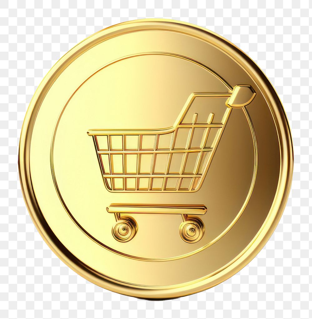 PNG Simple shopping icon gold money coin.