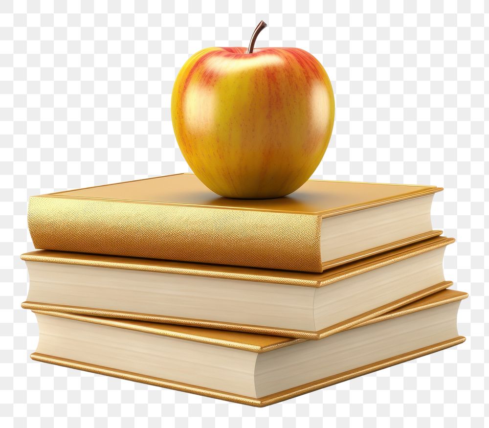 PNG Stack of books with apple publication fruit plant.