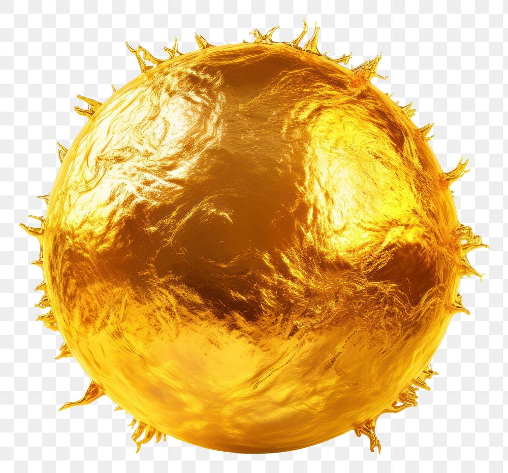 PNG Sun planet sphere shiny gold.