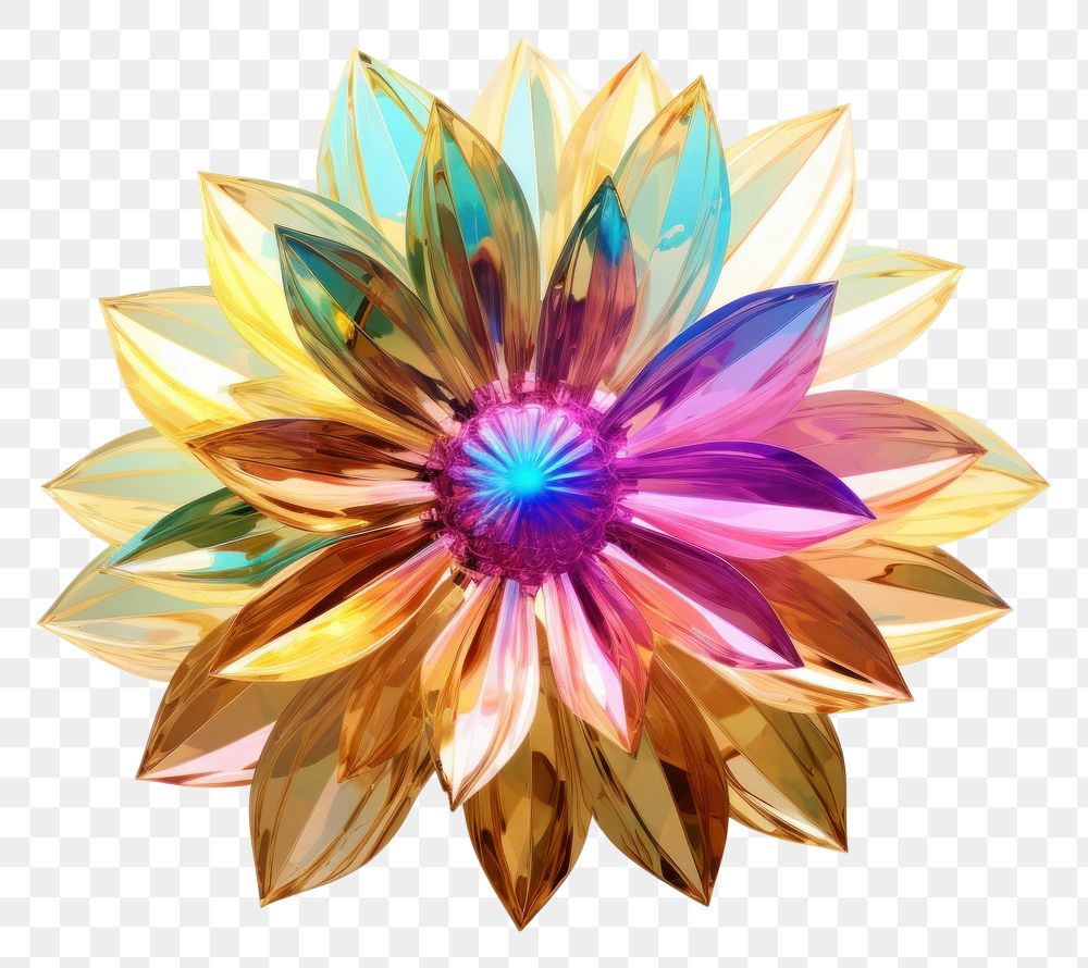 PNG Sunflower iridescent jewelry brooch dahlia.