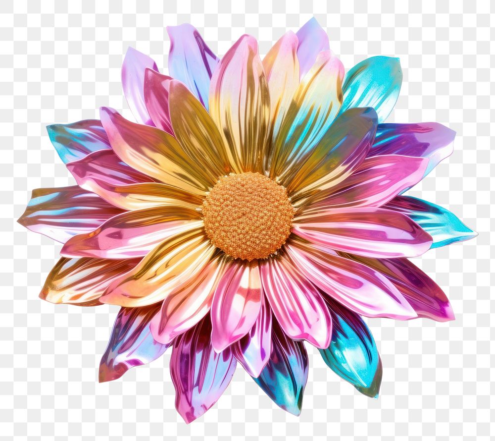 PNG Sunflower iridescent jewelry dahlia petal.