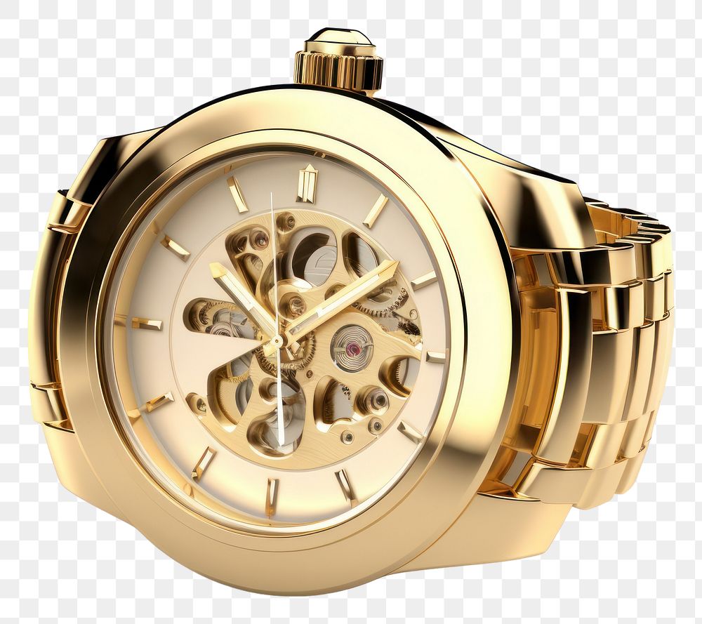 PNG Watch icon wristwatch gold white background.