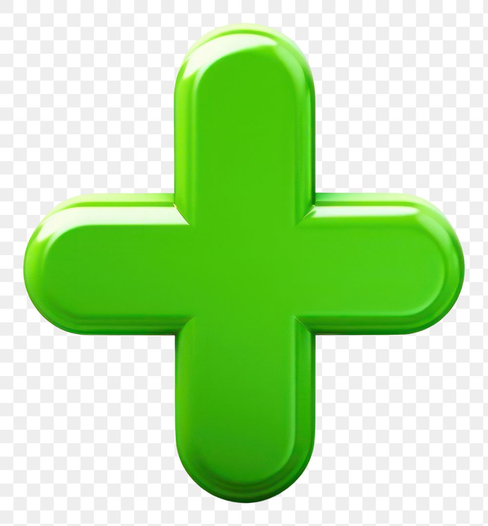 PNG Green plus sign symbol cross white background.