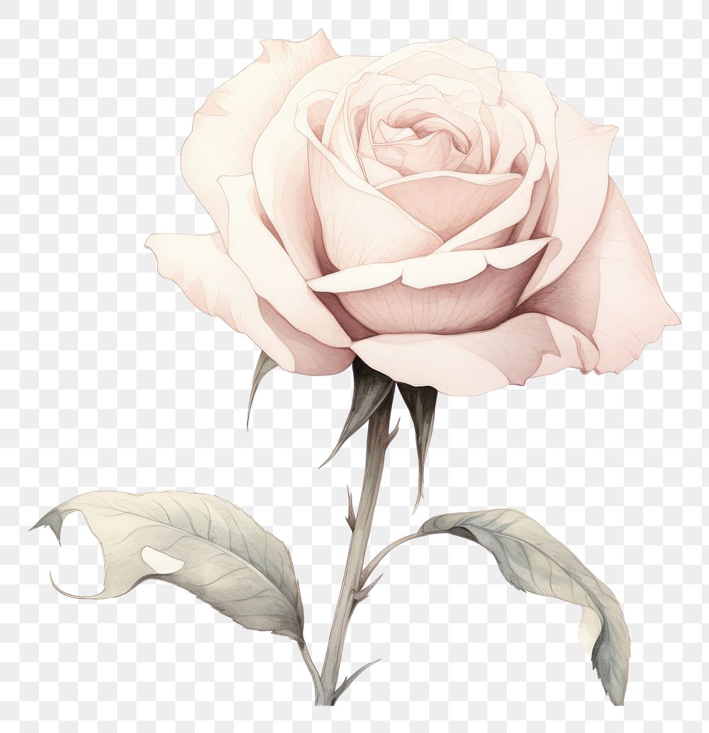 PNG Botanical illustration rose flower sketch plant.