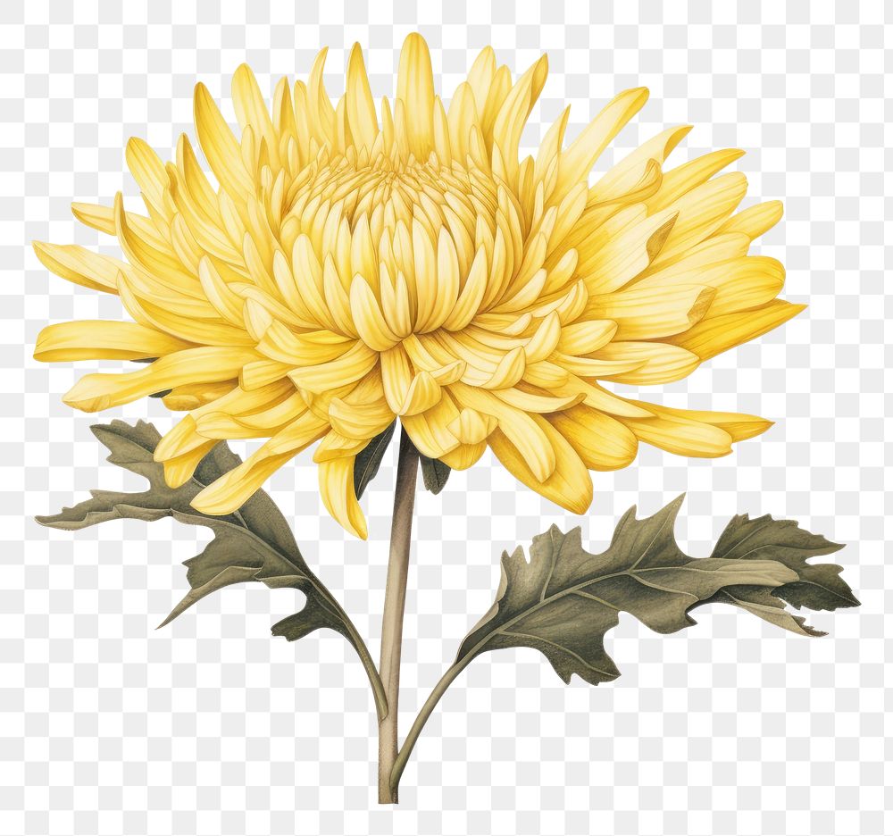 PNG Botanical illustration yellow chrysanthemum flower chrysanths sunflower.