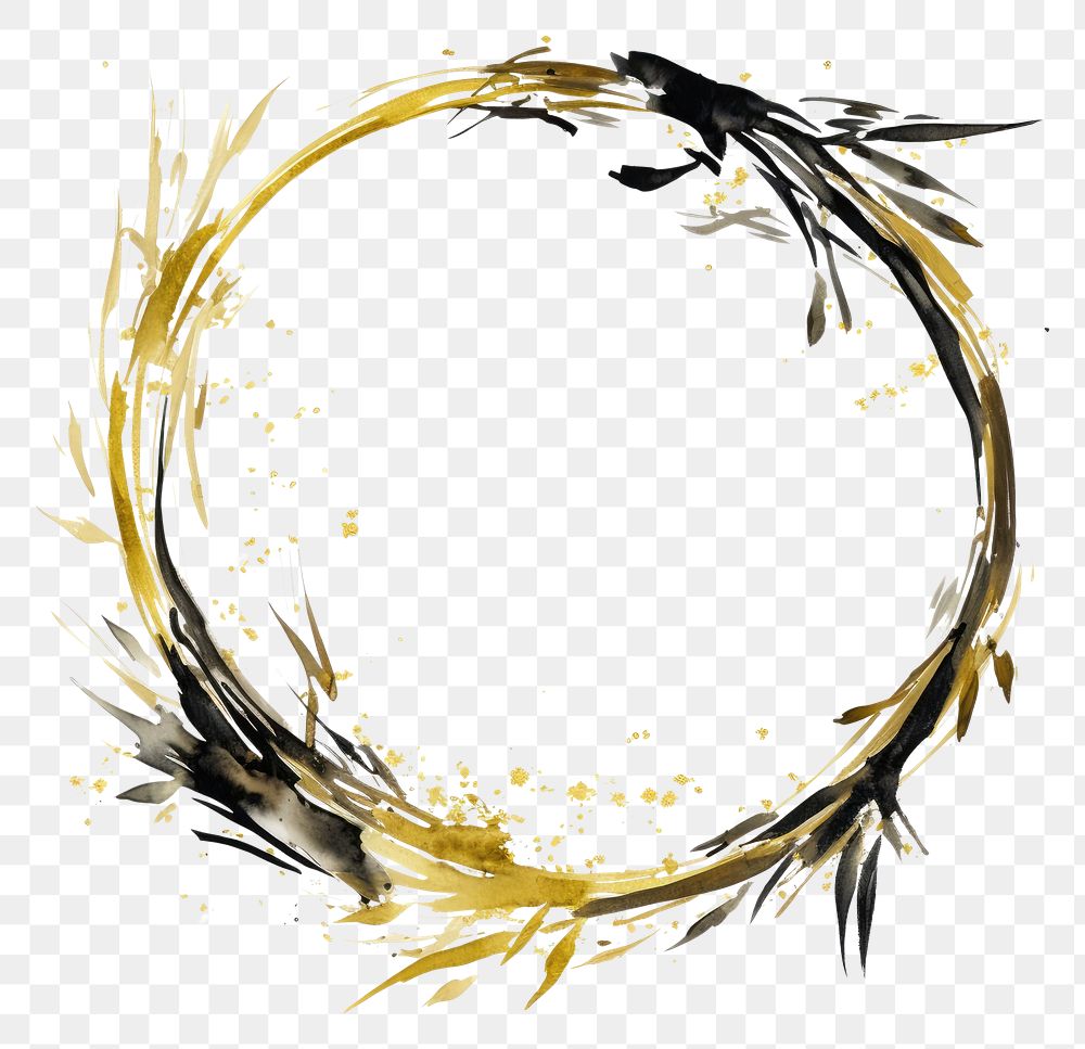 PNG Stroke outline bamboo frame circle ink white background.