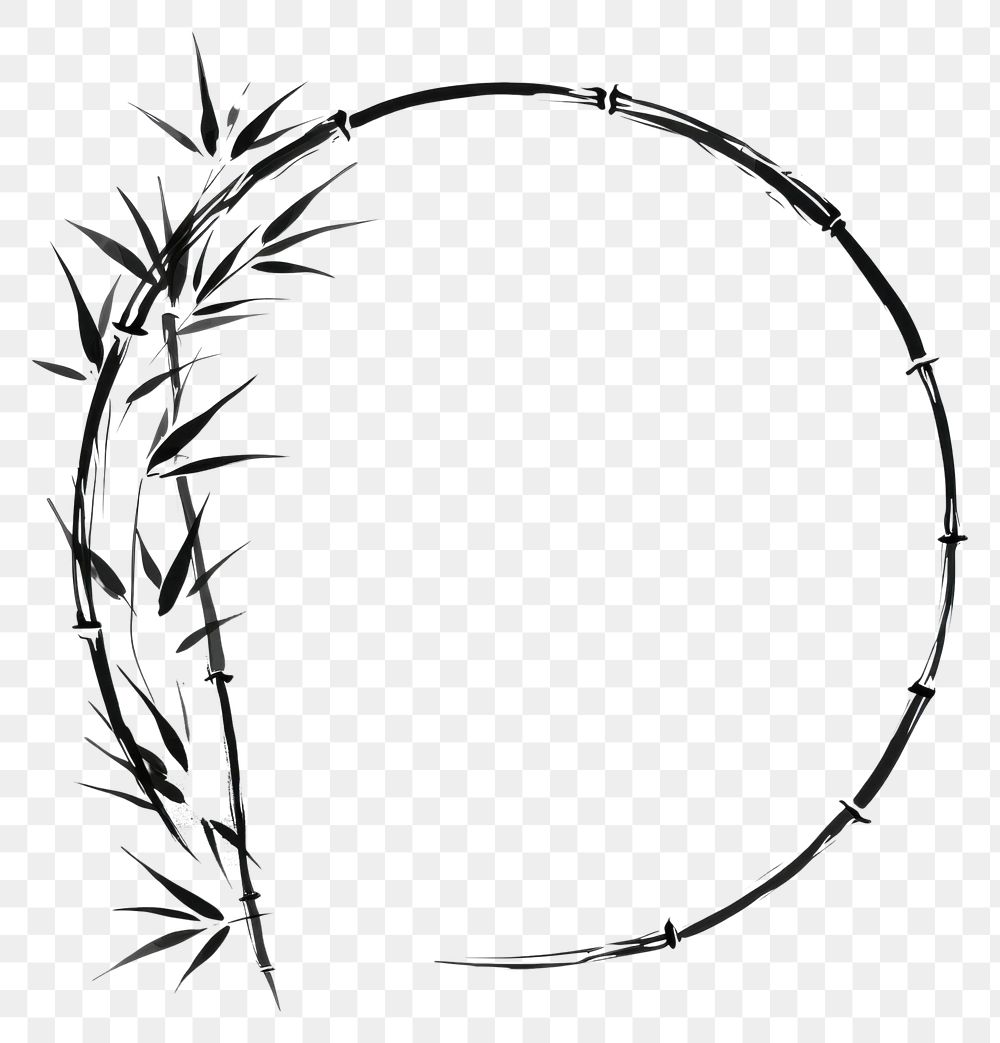 PNG Stroke outline bamboo frame circle monochrome weaponry.