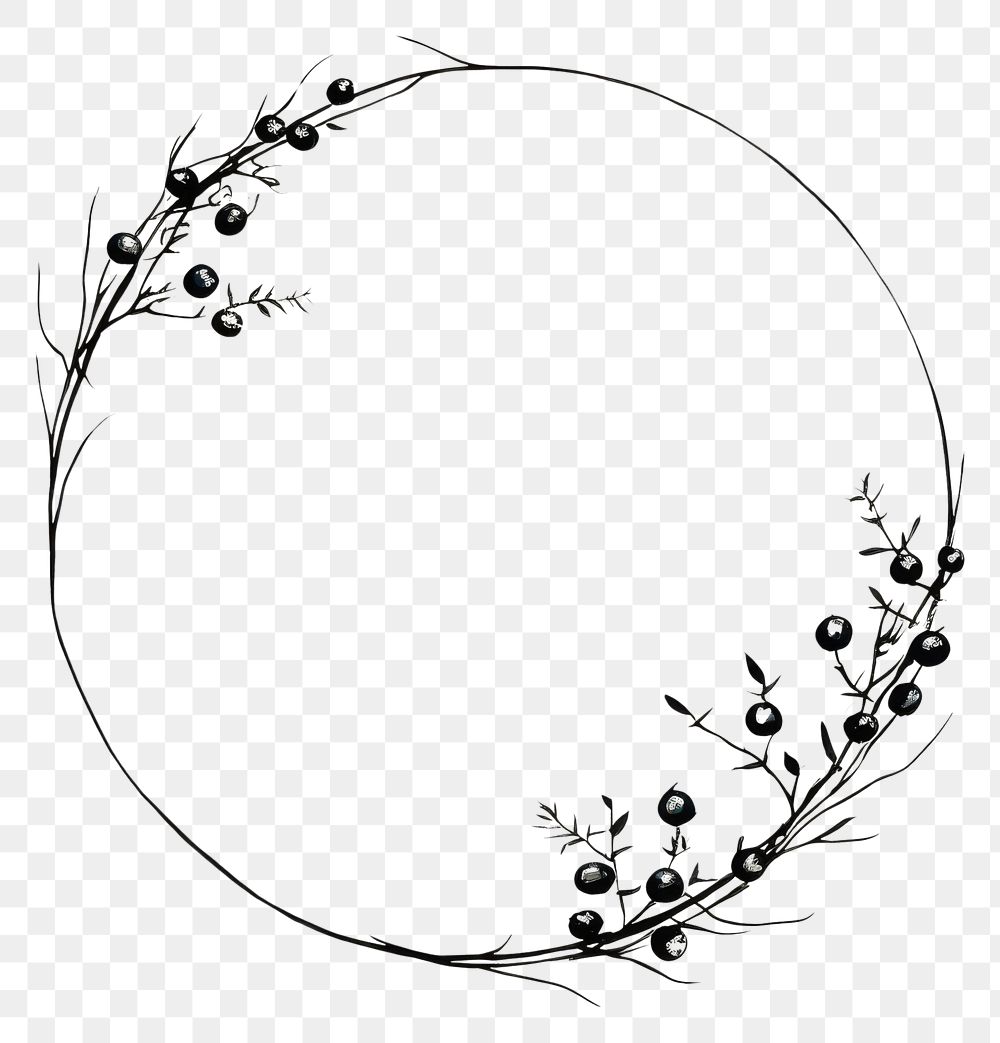 PNG Stroke outline berries frame pattern drawing circle.