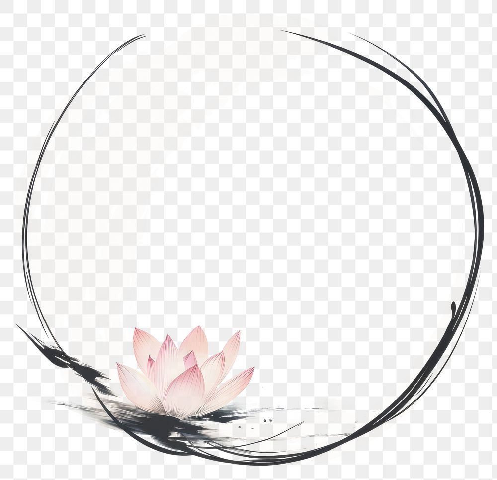 PNG Stroke outline chinese lotus frame circle flower petal