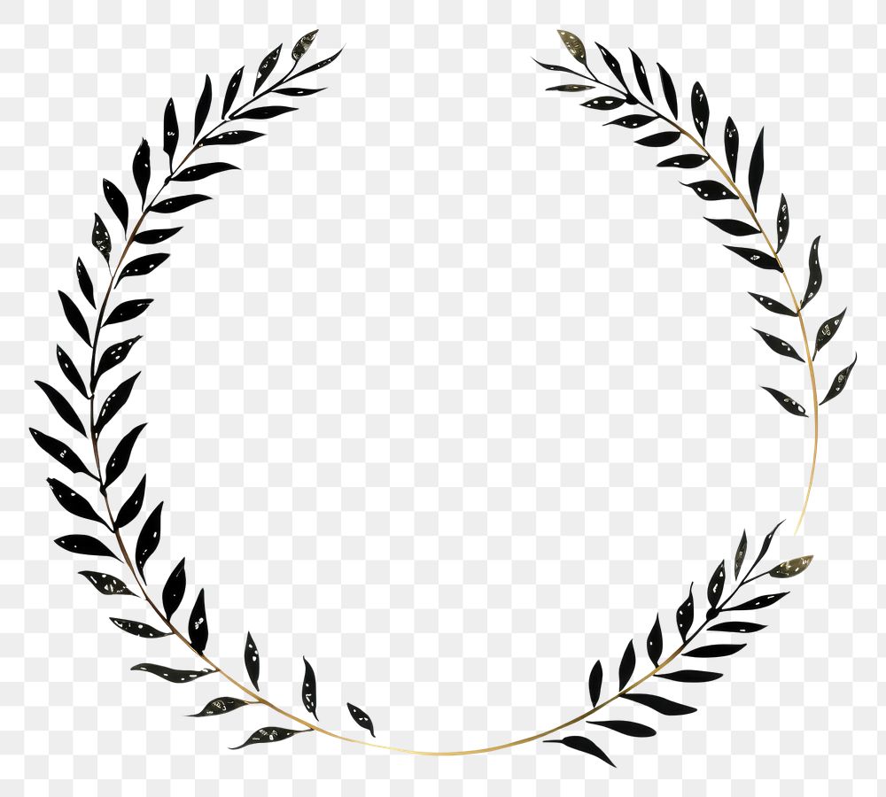 PNG Stroke outline fern leaves frame circle white background accessories