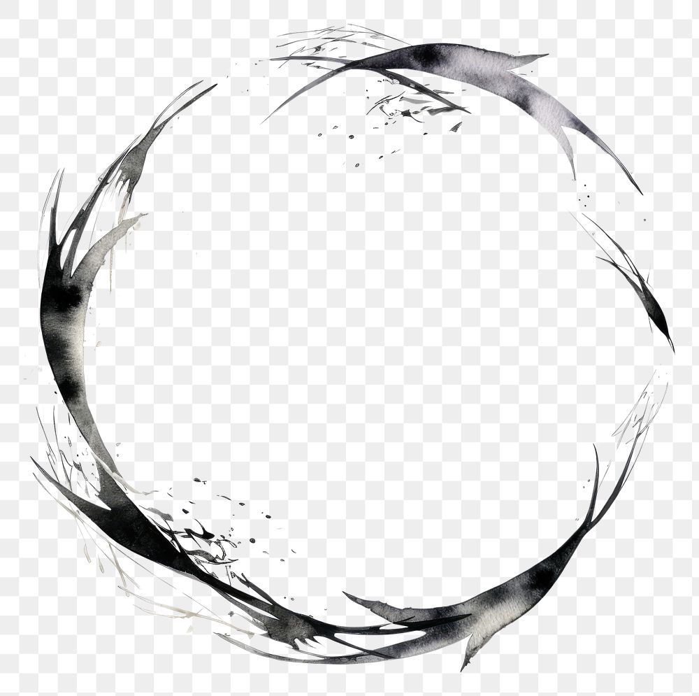 PNG Stroke outline fish frame circle white background accessories.