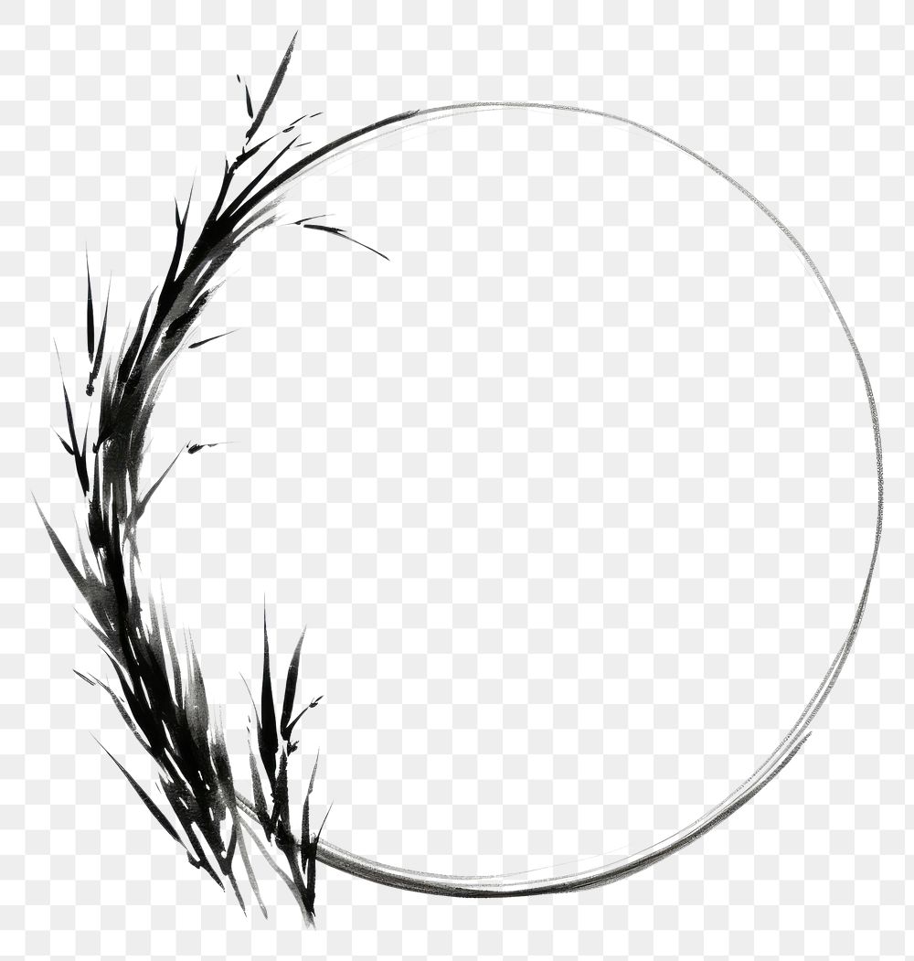 PNG Stroke outline grass frame circle white background tranquility.
