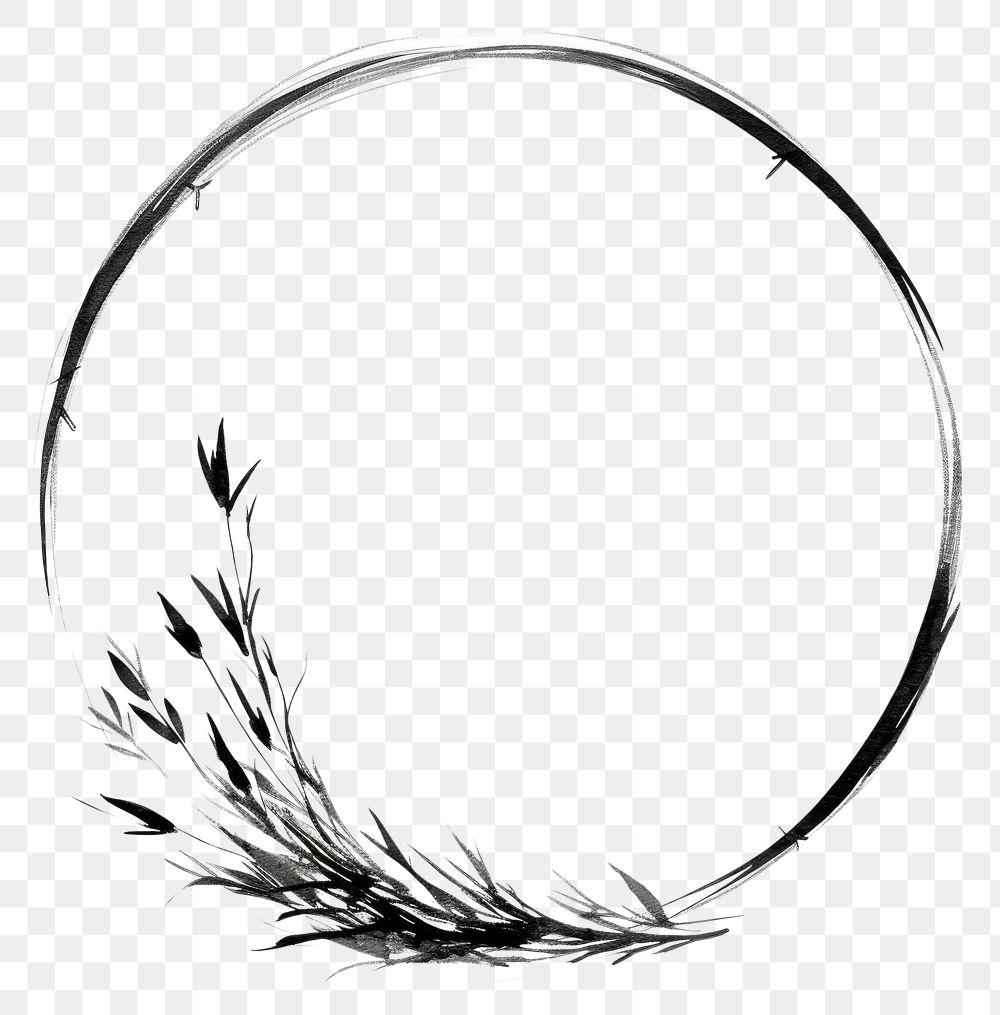 PNG Stroke outline grass frame drawing circle sketch.