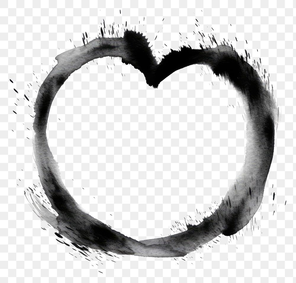PNG Stroke outline heart frame circle ink white background.