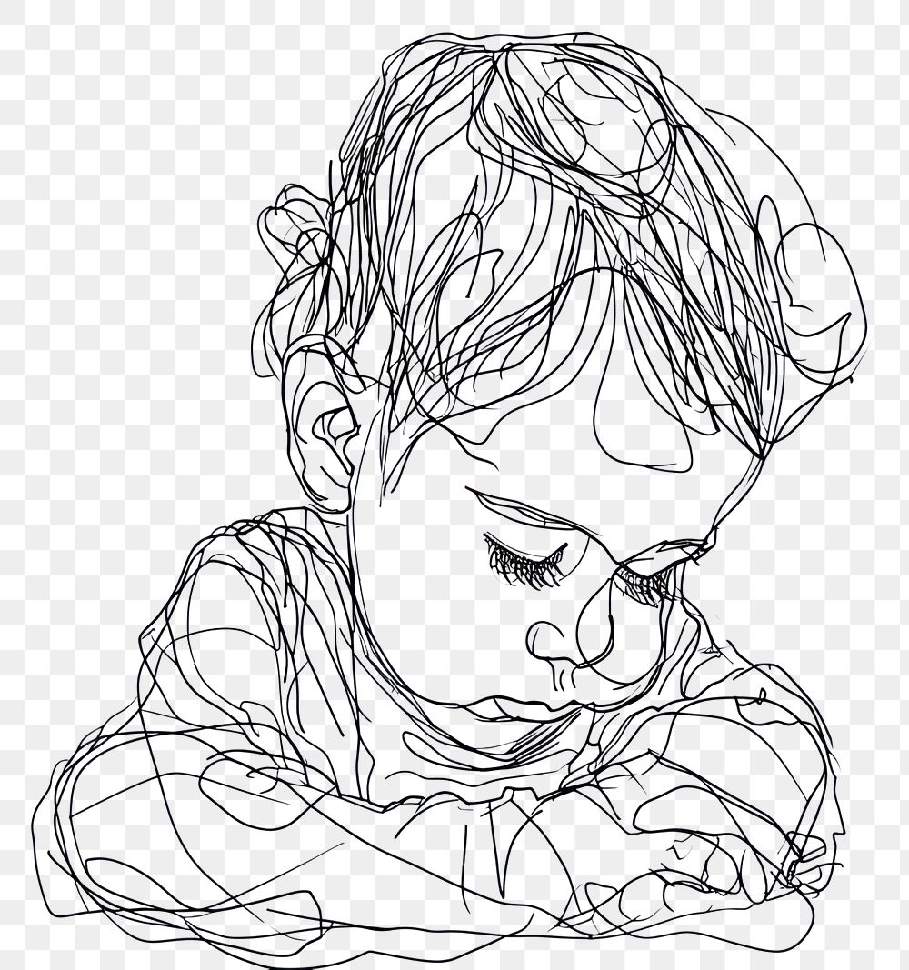 PNG  Continuous line drawing toddler sketch art illustrated.